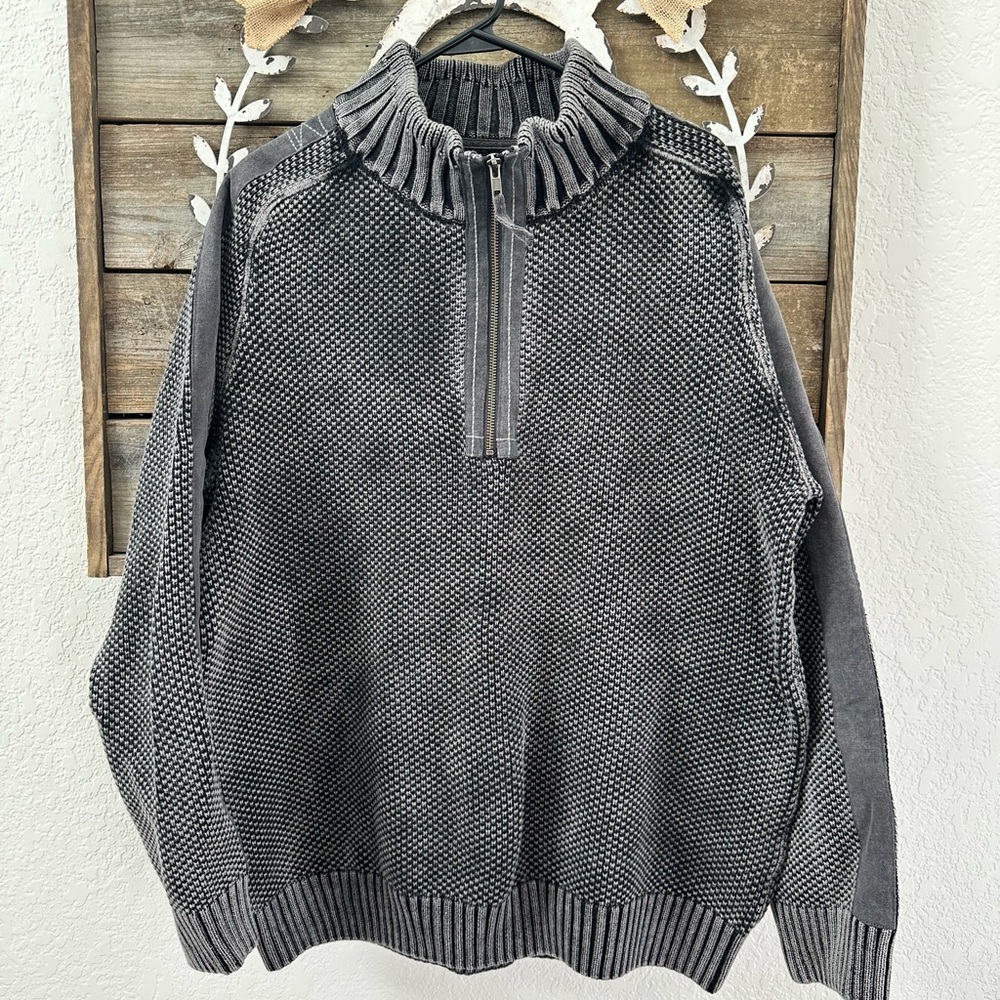 Carbon2Cobalt gray 1/4‎ zip cotton pullover sweater men’s XL